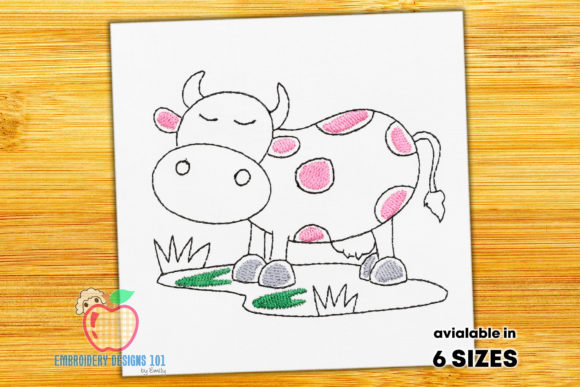 Creative Cartoon Cow Standing on Grass for Holiday Projects