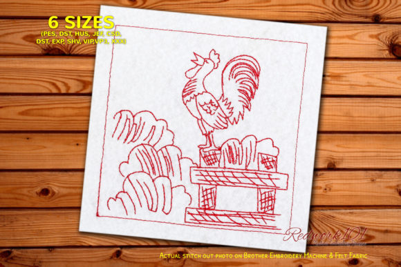 Farm Rooster on Fence Embroidery Review