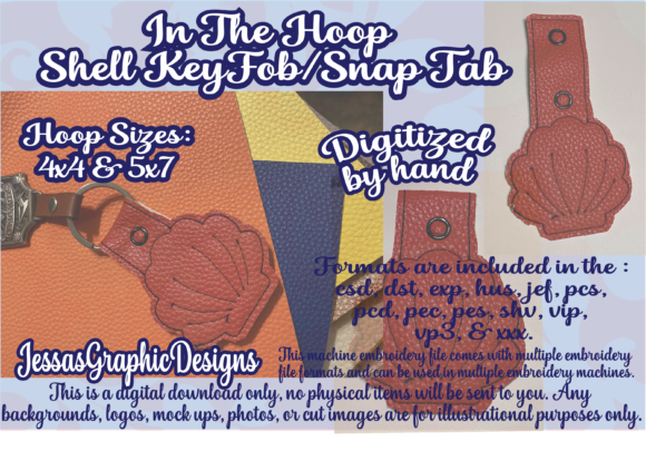 ITH Shell Key Fob Snap Tab Review for Seasonal Embroidery