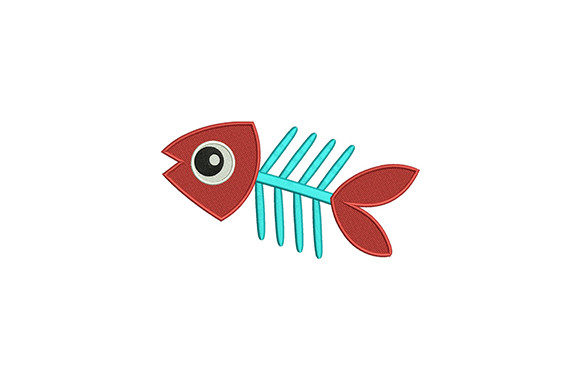 Red Cyan Fish Skull: A Vibrant Choice for Embroidery Shops